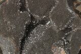 Polished Septarian Geode Heart - Black Crystals #205484-1